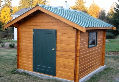 Bavarian Cottages machined log custom shed single door